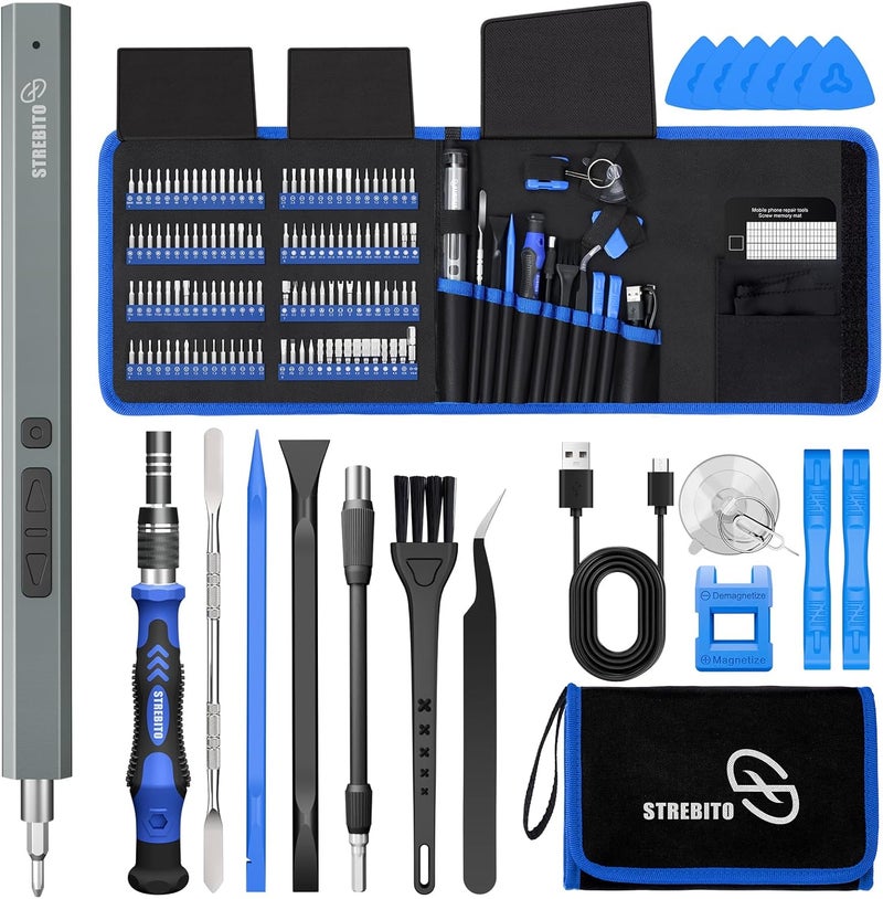STREBITO Electric Screwdriver, 144-in-1 Precision Screwdriver Set, 120 Magnetic Bits, Organized Storage and Portability, Small Tool Kit for Electronics, PC, Computer and Laptop - Image 1